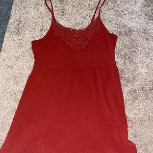 Orange lace long tank top